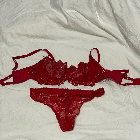 Victoria’s Secret Wicked Unlined Bow Embroidery Balconette Bra and Panty Set 36C - Picture 4 of 16
